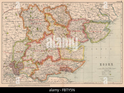 ESSEX. Zeigen parlamentarische Abteilungen, Bezirke & Parks. Speck, 1927 alte Karte Stockfoto