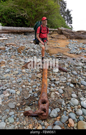 Kanada - BRITISH COLUMBIA - alte Anker gefunden am Strand von Trestle Creek entlang der Route von Vancouver Island an der West Coast Trail Stockfoto