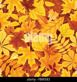 Nahtloses Muster mit Herbst bunte Blätter. Vektor-Illustration. Stock Vektor