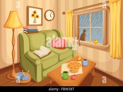 Wohnzimmer Innenraum. Vektor-Illustration. Stock Vektor