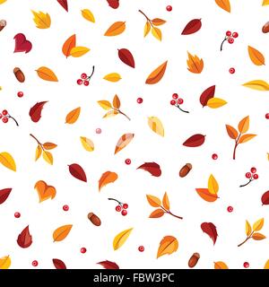 Nahtlose Muster mit kleinen Herbstlaub auf weiß. Vektor-Illustration. Stock Vektor