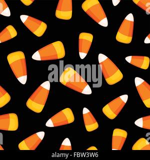Nahtlose Muster mit Süßigkeiten auf einem schwarzen Hintergrund. Vektor-Illustration. Stock Vektor