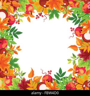 Rahmen mit bunten Herbstlaub. Vektor-Illustration. Stock Vektor