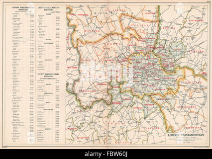 GREATER LONDON PARLAMENTARISCHE. Wahlkreise Bezirke # Kurfürsten. Speck-1927 Karte Stockfoto