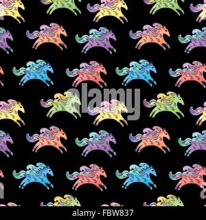 Nahtlose Kinder Hintergrund mit niedlichen lustige Doodle Skizze Stil Tiere isoliert auf schwarz für Kinder-Textilien und Tapeten design Stock Vektor