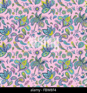 Kreative bunten indischen ethnischen floralen Textur auf rosa Hintergrund für design Stock Vektor