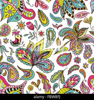 Nahtloser Vektor Textur mit regenbogenfarbenen ethnischen dekorativen Print isoliert auf weißem Hintergrund für design Stock Vektor