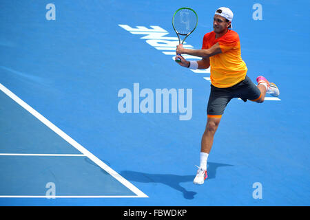 Melbourne, Australien. 19. Januar 2016. Australian Open Tennis Championships. Lucas Pouille (FRA) Credit: Aktion Plus Sport/Alamy Live-Nachrichten Stockfoto