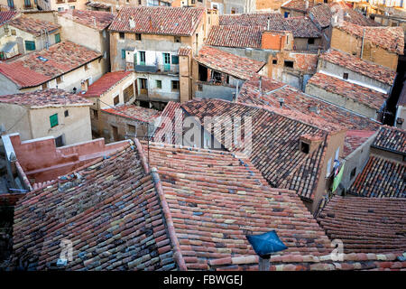 Spanien, Provinz Zaragoza, Daroca: Dächer Stockfoto