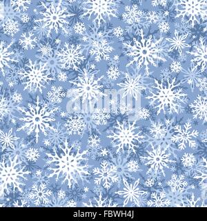 Weihnachten nahtlose blau-weißen Hintergrund mit Schneeflocken. Vektor-Illustration. Stock Vektor