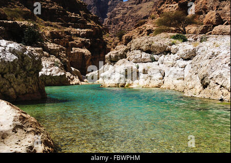 Wadi Shab in Oman Stockfoto