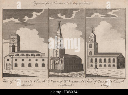 SOUTHWARK Kirchen St. Saviour, Tooley St. St. George-der-Märtyrer. Christuskirche 1775 Stockfoto