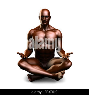 Beispiel für eine männliche Figur meditieren in 3d Stockfoto
