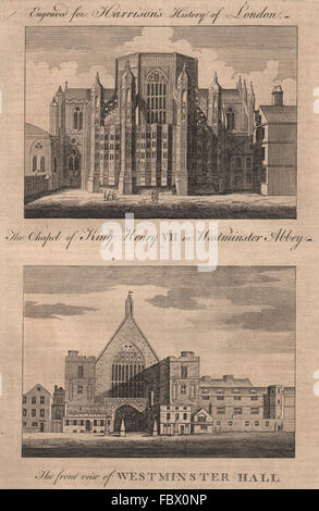 König Henry VII Kapelle, Westminster Abbey. Die Westminster Hall. HARRISON, 1775 Stockfoto