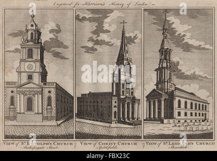 St Botolph-w/o-Bishopsgate Christuskirche Spitalfields St Leonard Shoreditch 1775 Stockfoto