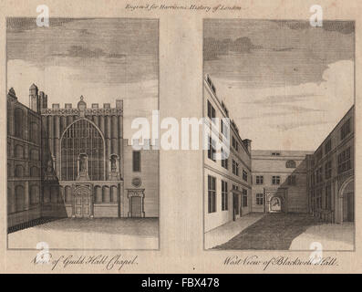 CITY OF LONDON Guildhall Kapelle. Blackwell Hall, Basinghall Street.HARRISON 1775 Stockfoto