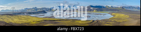 Panorama des Tungnaa Flusses, Landmannalaugar, Island Stockfoto