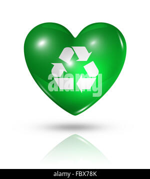 Liebe, Recyclingsymbol, Herz Flaggensymbol Stockfoto