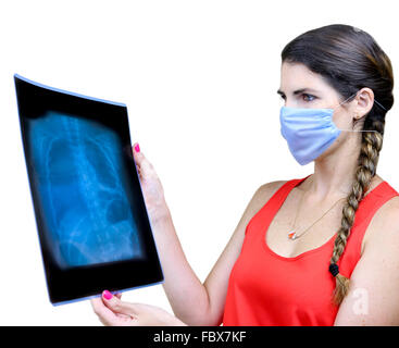 Student mit Blick auf eine X-Ray-Bild Stockfoto