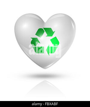 Liebe, Recyclingsymbol, Herz Flaggensymbol Stockfoto