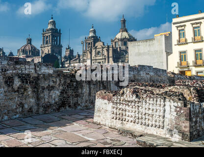 Templo Mayor, das historische Zentrum von Mexiko-Stadt Stockfoto