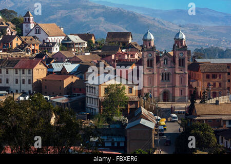 Ambozontany Kirche und Oberstadt, Fianarantsoa, Madagaskar Stockfoto