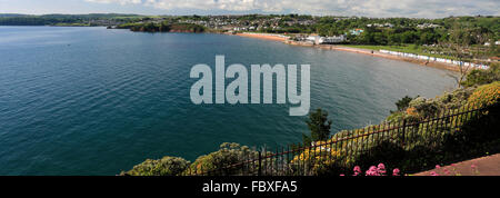 Die geschwungenen Goodrington Sands Beach, Torbay, englische Riviera, Grafschaft Devon, England, UK Stockfoto