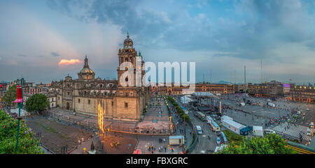 Zocalo Quadrat und Kathedrale von Mexiko-Stadt Stockfoto