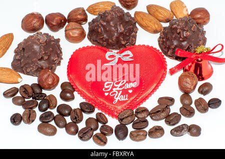 Herz Schokolade Süßigkeiten am Valentinstag Stockfoto