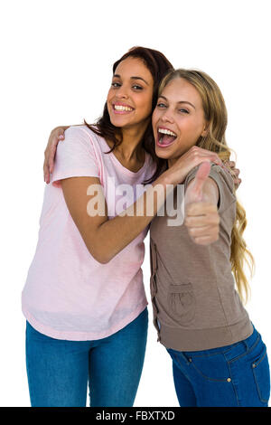 Zwei Mädchen Daumen nach oben Stockfoto