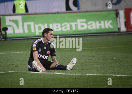 Kiew, UKRAINE - 20. Oktober 2011: Roberto Hilbert Besiktas reagiert nach ein Tor gegen Dynamo Kyiv verpasste während ihrem UEFA-Champions-League-Spiel am 20. Oktober 2011 in Kiew, Ukraine Stockfoto