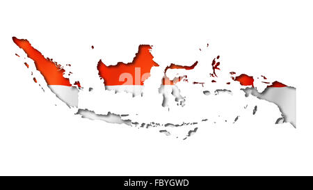 Indonesische Flagge Karte Stockfoto
