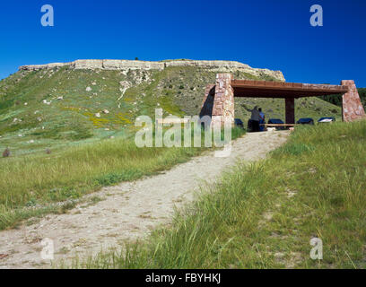 Informations Kiosk in Madison Buffalo jump State Park in der Nähe von Logan, montana Stockfoto