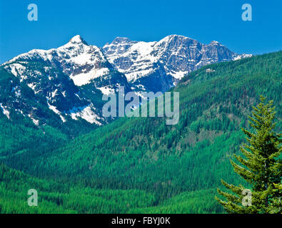 Unbenannte Gipfel über Elk Creek Valley in der Mission Mountains Wildnis in der Nähe von condon, montana Stockfoto