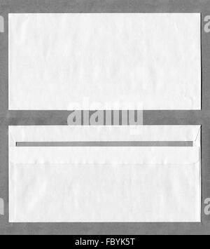 Vorder- und Rückseite von einem weißen Umschlag Stockfoto