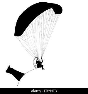 Paragliding, Silhouette-Vektor-illustration Stockfoto