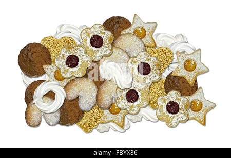 hausgemachte Kekse und Baiser für Weihnachten Stockfoto