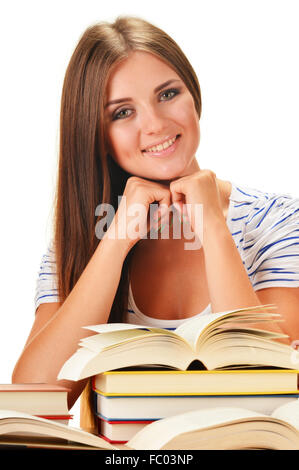 Junge Frau, ein Buch zu lesen. Weibliche Schüler lernen Stockfoto