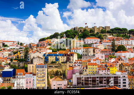 Lissabon, Portugal-Skyline in Sao Jorge Castle. Stockfoto