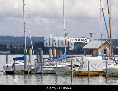 Hafen Iznang am Bodensee Stockfoto