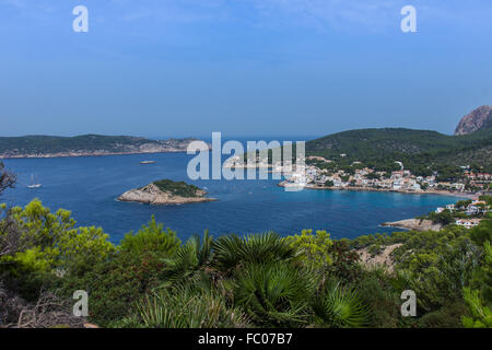 Panorama von Sant Elm Bucht auf Mallorca, Balearen, Spanien Stockfoto
