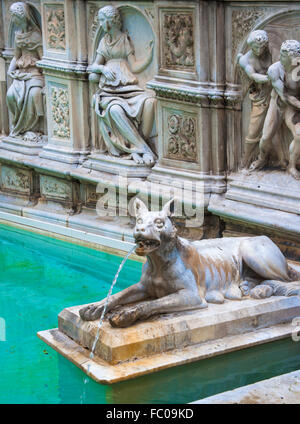 Fonte Gaia (Brunnen der Freude), Piazza del Campo in Siena, Toskana, Italien Stockfoto