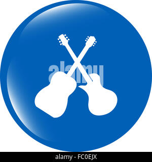 Gitarre-Web-Symbol-Taste isoliert auf weiss Stockfoto