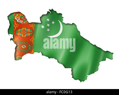 Turkmenistan Flagge Karte Stockfoto