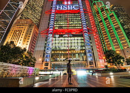 Antony Gormley Skulpturen in Central, Hongkong, China. Stockfoto