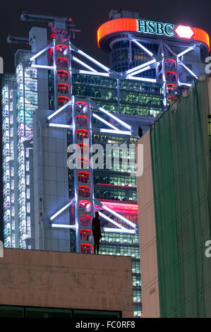 Antony Gormley Skulpturen in Central, Hongkong, China. Stockfoto