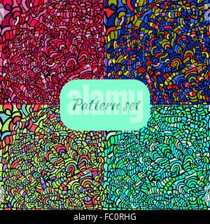 Vier bunte Musterdesign Satz Stock Vektor