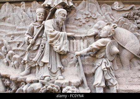 Chinesische Skulptur im Tempel Stockfoto