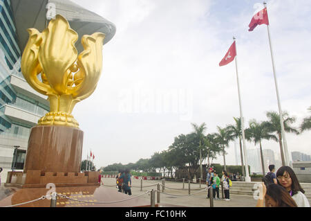 Golden Bauhinia Square in Hong Kong Stockfoto