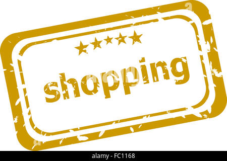 Einkaufen Stempel isoliert auf weißem Hintergrund Stockfoto
